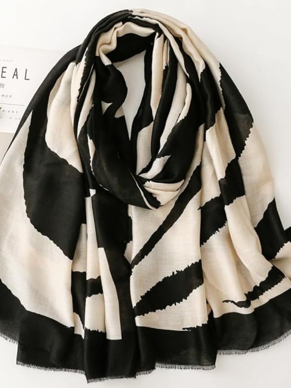 Women’s Boho Travel Scarf Lightweight Oversized Shawl Wrap Multicolor Fringe